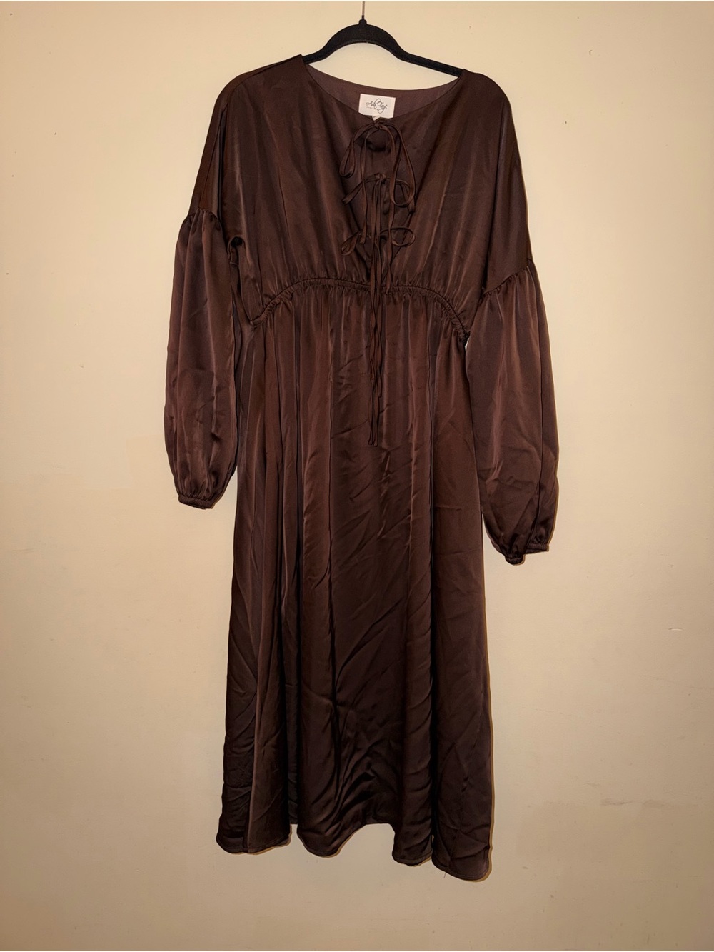 Ada Faye Clothing Bexley Brown Long Sleeve Maxi Dress size 2XL elastic Waist-G - Picture 3 of 8